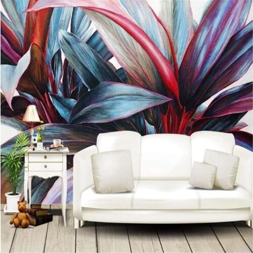 Milofi custom large wallpaper mural hand-painted oil painting tropical rain forest plant banana leaf background wall