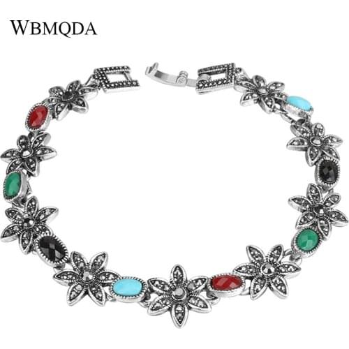 Fashion Summer Bohemian Flower Shape Charms Bracelet Vintage Indian Tibetan Jewelry Love Gifts For Women 2018 New Free Shipping