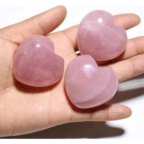 MOKAGY 40mm Natural Crystal Rose Quartz Heart CarvingS For Gift 1pc