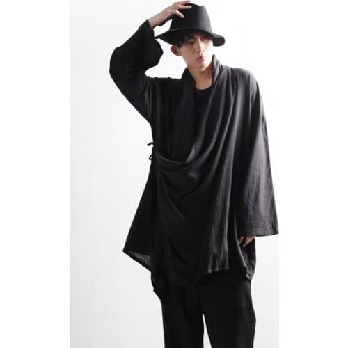Mens windbreaker coat casual loose and versatile fashion gauze loose cardigan coat handsome large size top