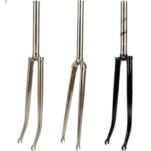 TSUNAMI Road bike front fork drawing straight tube steel bicycle fork Black silver