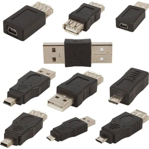 10Pcs OTG 5pin Mini USB Micro USB Adapter male to female Converter USB Gadgets inteligentes USB Male to USB Female Adapter