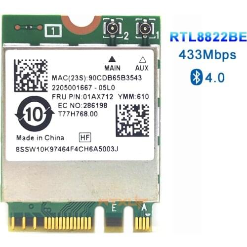 Realtek RTL8822BE 802.11AC 2.4G/5GHz WiFi Bluetooth 4.0 NGFF Wireless Adapter M.2 WIFI CARD 01AX712 01AX711