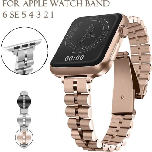 Women watch band Stainless Steel Watch Strap For Apple Watch Band 44mm 40mm SE/6/5/4/3/2/1 Metal Strap For iWatch Series 38mm 42