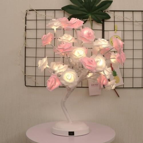 Romantic Rose Flower Tree Lights Battery Powered & USB Night Lamp For Wedding Valentines Day Event Party Garland Decorative