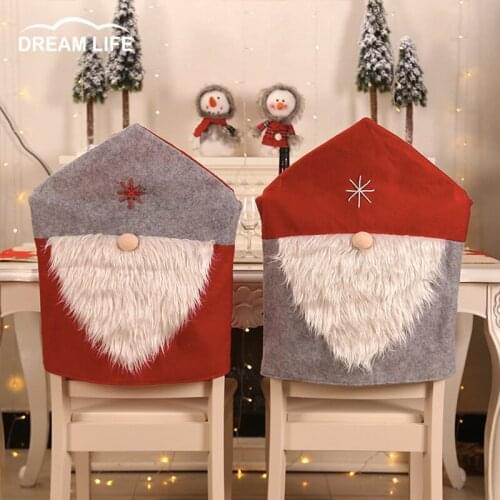 Christmas Chair Covers Santa Claus Hat Christmas Dinner Chair Back Covers Table Party Decor New Year Party Supplies