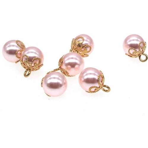 SHINE 10 PCs Resin Sewing Buttons Scrapbooking Round Pearl Single Hole Pink 10mm Costura Botones decorate PE001