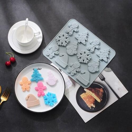 6 Shapes Christmas Gingerbread Man Snowflake Chocolate Silicone Mould Biscuit Candy Food Supplement Sugar Craft Cake Mold Baking