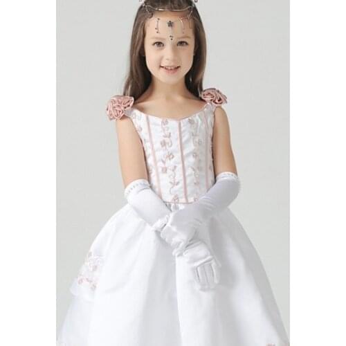 Wedding girls gloves white color elbow length