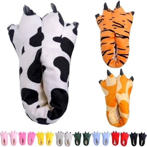 Animal Cartoon Monster Foot Slippers Dinosaur Claw Plush Slippers Interesting Shoes Parent-child Shoes Sandals