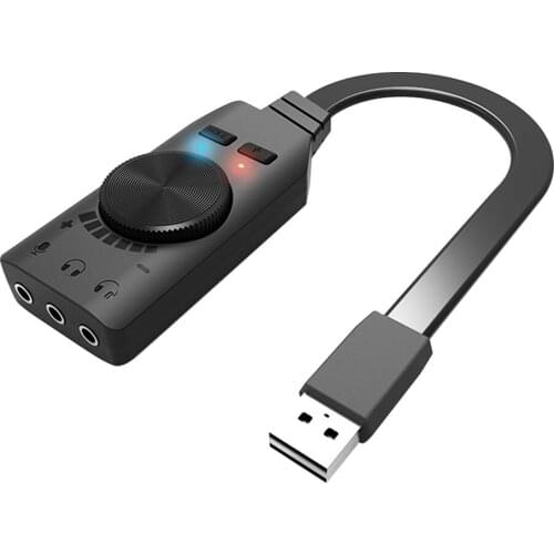 GS3 7.1 Channel USB Sound Card Adapter External Volume Adjustable Audio Jack Cable Mute Switch Adjustment for Windows