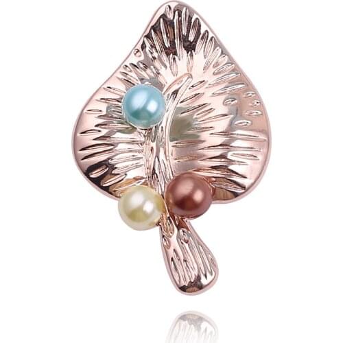 Retro Real Pearl Leaves Brooches For Women Pins Gothic Trendy