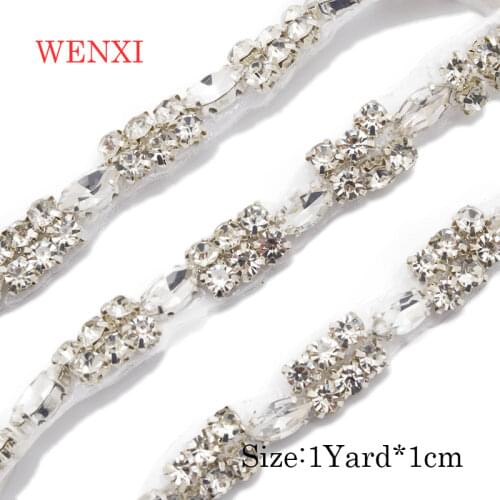 WENXI 5YARD Bridal Gown Sparkle Crystal Rhinestone Applique Accessories Trims For Wedding Dress Belt Delicacy Bridal sash WX904B