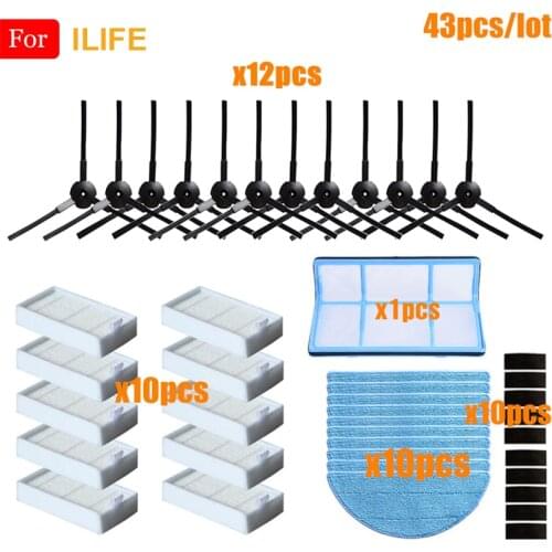 For ILIFE V50 V55 V5 V5s V3 V3s V5 Pro X5 V5s Pro Vacuum Cleaner Parts Side Brush Hepa Filter Mop Cloth Dust Filter Magic Paste