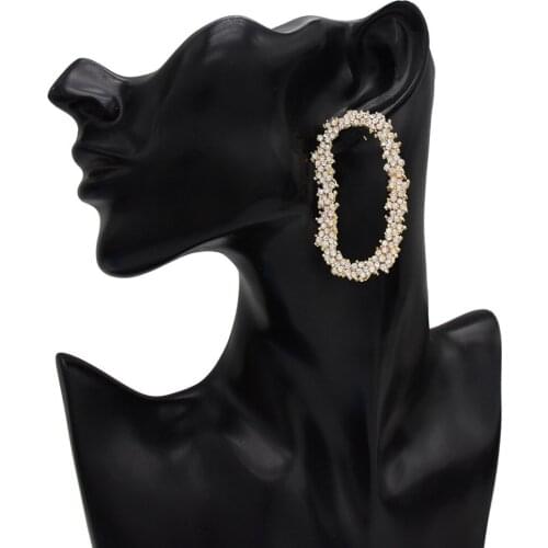 Rhinestone Statement Earrings for Women Big Geometric Crystal Drop Earrings Bridal Dangling Wedding Party Jewelry pendientes