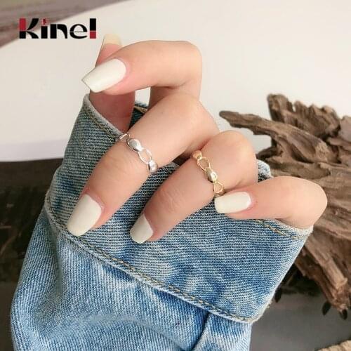 Kinel 2020 New Exaggeration 925 Sterling Silver Twisted Geometry Open Rings For Woman Vintage Elegant Minimalist Ring