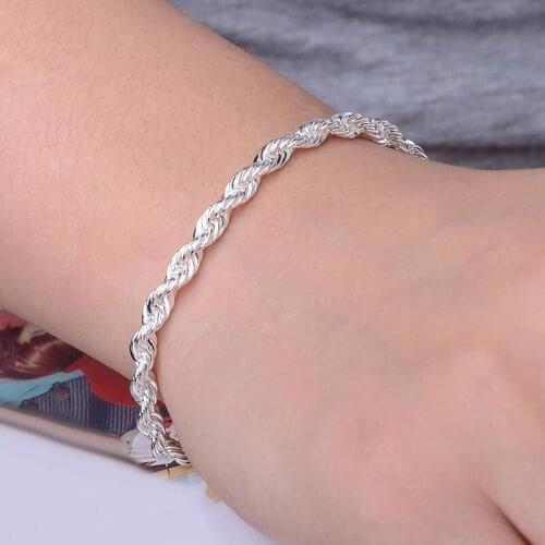 2021 Charming Flash Twisted Rope Chain Bracelets For Women Lady Stainless Steel Wrist Jewelry Wholesale New High-End