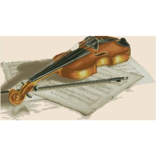 Gold Collection Lovely Counted Cross Stitch Kit Violin and Staff Music Score