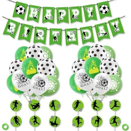 1 Set Football Balloons Party Decor Balloon Banner Cake Toppers Football Soccer Fans Birthday Decorations Boy Party Supplies