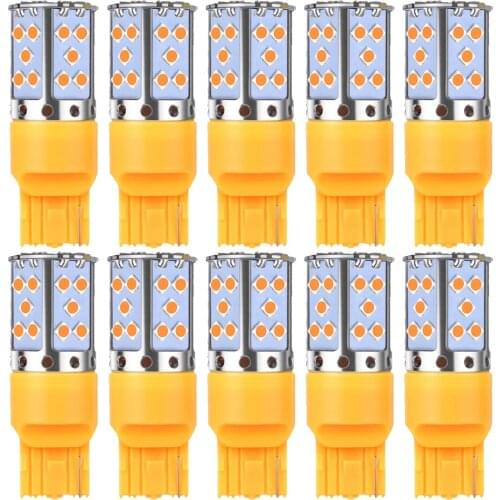10pcs Super Bright T20 7440 W21W WY21W BA15S P21W BAU15S PY21W 1156 Canbus Car Led Lamp Auto Turn Signal Light Bulb Amber Yellow