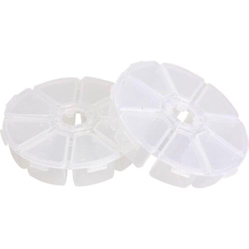 2Pcs Nail Art Rhinestones Beads Display Box Storage Case 8 Compartments