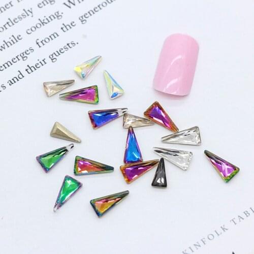 20p 4x8mm 5x11mm Color triangular point back Bride Nails Glass Stone crystal Rhinestones For DIY Manicure 3D Nail Art Decoration