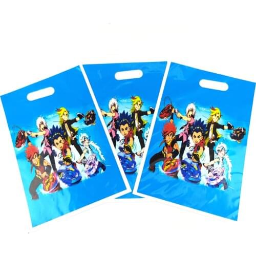 60pcs/lot Beyblade Burst Theme Birthday Party Decoration Plastic Gifts Bags Kids Favors Claus Loot Bag Baby Shower Supplies
