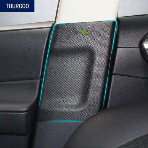 Car Interior B Pillar Panel Protective Leather Sticker for Toyota RAV4 2020
