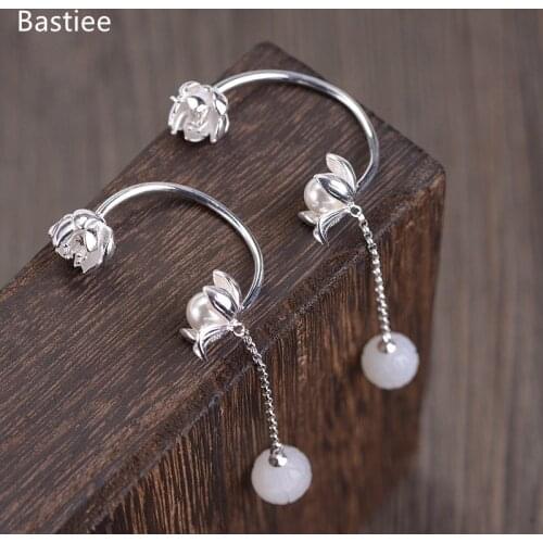 Bastiee Gifts For Women 925 Sterling Silver Earings Fashion Jewelry Jade Golden Plated Korean Earrings Dangle Earrings