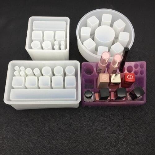 DIY crystal Epoxy Resin mold silicone rectangular square round lipstick storage box Mold hand made mirror jewelry Making Tools