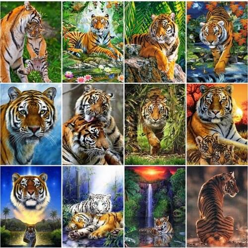 EverShine Diamond Painting Tiger Cross Stitch Diamond Art Animals Embroidery Mosaic Bead Picture Kit Handicraft Hobby Gift