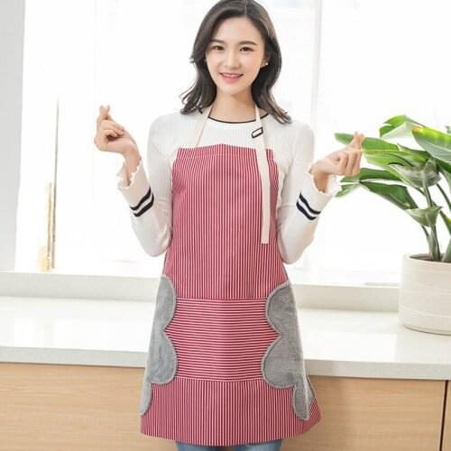 Wipeable hand apron female smock pocket waterproof oil kitchen cute new overalls adult cooking labor insurance work