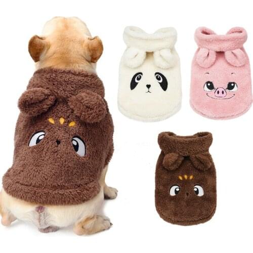 Fleece Pet Puppy Coat Winter Warm Dog Clothes Cute Animal Design Hooded Coat With Ear Cute Dog Clothing Costumes For Small Dogs