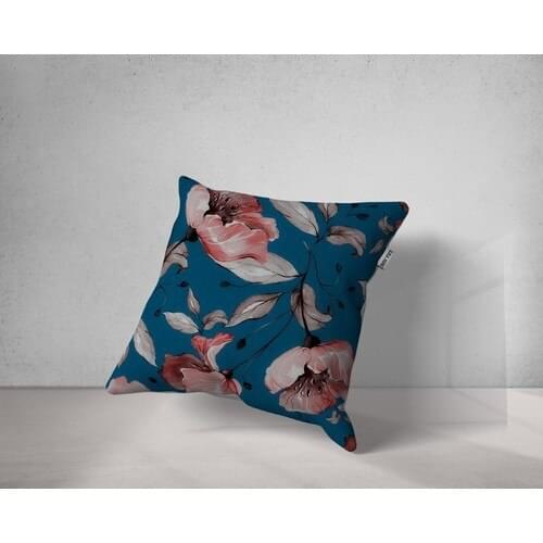 Gma Home Blue Zemın Üzerine Flowers Digital Printed Kırlet Case