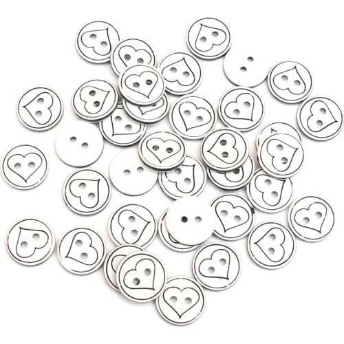 100Pcs Round Heart Resin Sewing Buttons For Kids Clothes Scrapbooking Decorative Botones Handicraft DIY Accessories