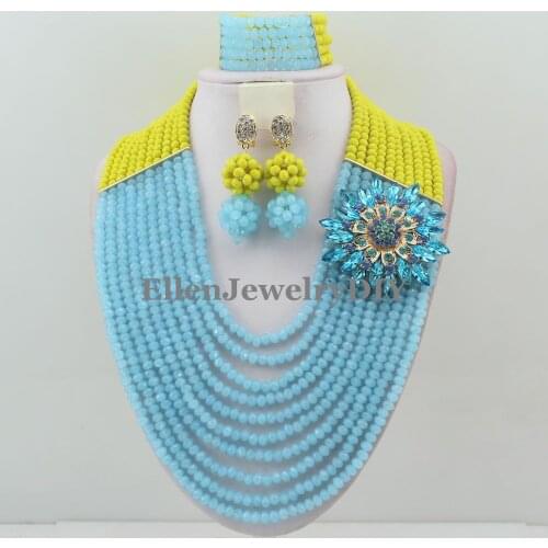 Hot African style Crystal beaded necklace women Jewelry Set African nigerian Wedding bridal beads Jewelry Set W11841