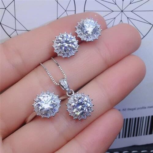 Fashion Jewelry_1 Carat Moissanite Pendant Necklace Set_S925 Solid Silver Woman Necklace_Factory Directly Sales