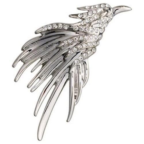 Unisex Rhinestone Silver Eagle Brooch Pin Women Men Brooches Jewelry Office Accessories Party Wedding Gift