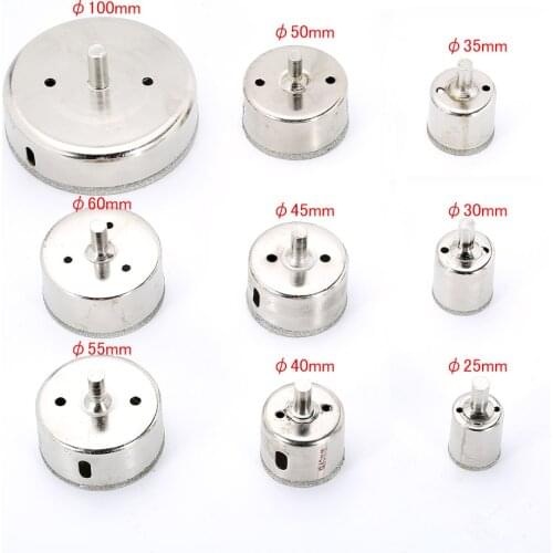 Diamond Drill Bit Set 25-100mm Diamond Tools Hole Saw Use for Glass, Marble, Tile or Granite WWO66