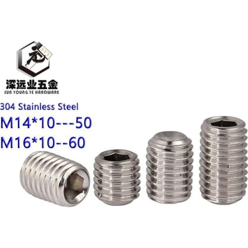 DIN916 GB80 M14 M16 Set Screw 304 Stainless Steel Inner Hex Hexagon Socket Concave Point End Grub Screws Set Bolt