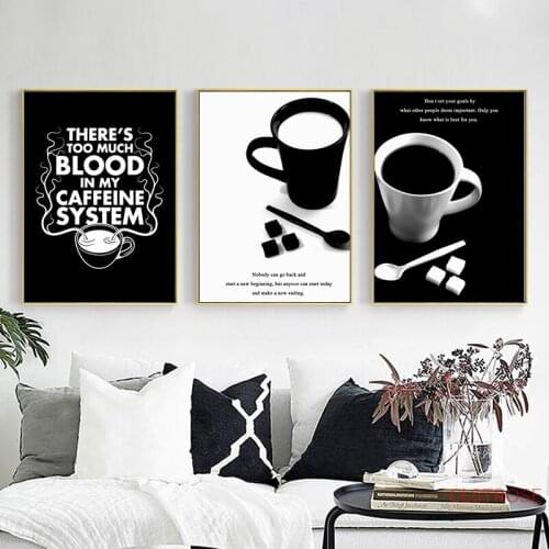 Wall Art Canvas Painting Plants Black White Picture Print for Living Room Large Abstract Cup Spray Painting Home Decor Poster