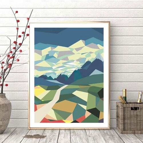 Landscape Mountain Poster Nordic Canvas Painting Geometric Wall Art Pictures For Living Room Modern Decorative Prins On The Wall