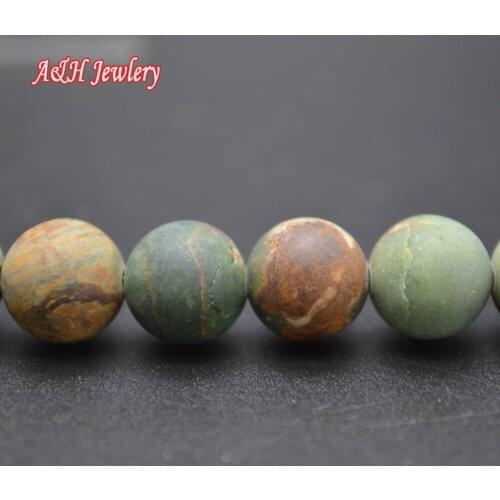 Natural Semi-precious Stone 8~12mm Green Color Matte Surface Round Strand Loose Beads Jewelry Making Materials 5 Strands/lot