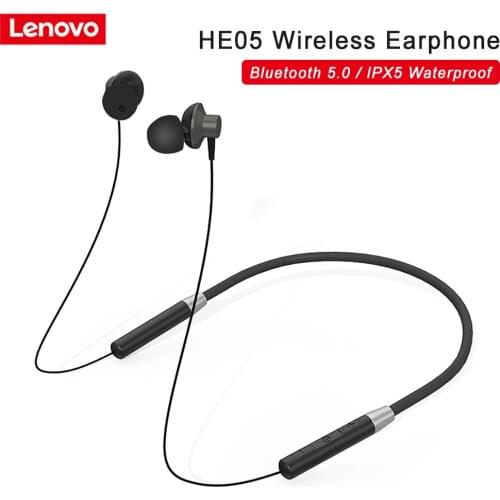 Lenovo HE05 Earphone Bluetooth 5.0 Wireless Headset Magnetic Neckband Headphone Noise Cancelling IPX5 Waterproof Sport Headset