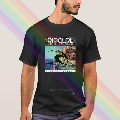 Newest 2021 Summer Rip Curl Live The Search Logo Humor Tee Shirt 100% Cotton Tops Graphic Homme Tops Tees S-4XL