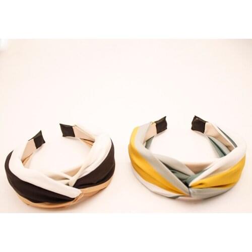 2021 New Women Stripe Hairband for Women Girls Cross Knot Headband Stitching Hair Hoop Headwear Female Retro Hair Accessories