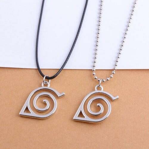 Anime Naruto Necklace Leaf Konoha Village Ninja Kakashi Symbol Logo Pendant Necklace for Women Men Jewelry
