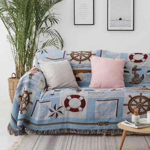 Nordic sea lighthouse sofa blanket throw Bedspread knitted blanket sofa towel hotel Bed end decoration cover Picnic mat boho rug