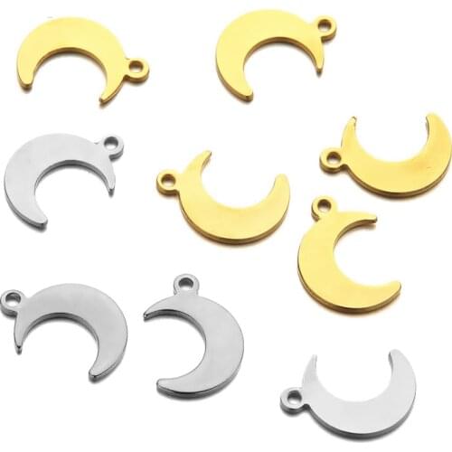 10PCS/lot Stainless Steel Gold Moon Charms Moon Shape Pendants for Diy Necklace Bracelet Jewelry Making Accessories Women Gifts