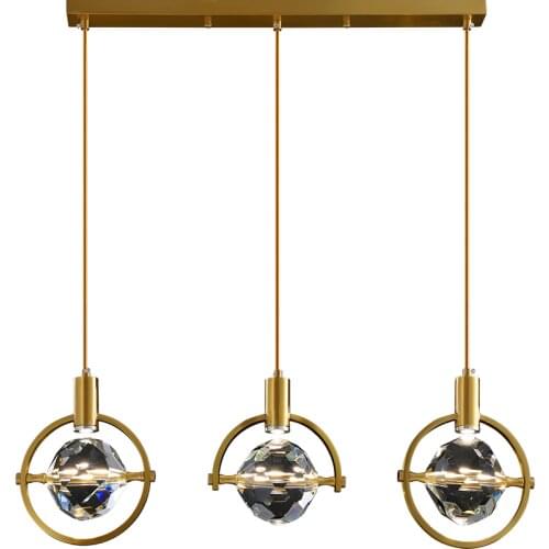 Ivanovwa Luxury Copper Pendant Lamps For Dining Room Single Head Round Restaurant Bar Bedroom Indoor Decor Crystal Chandeliers